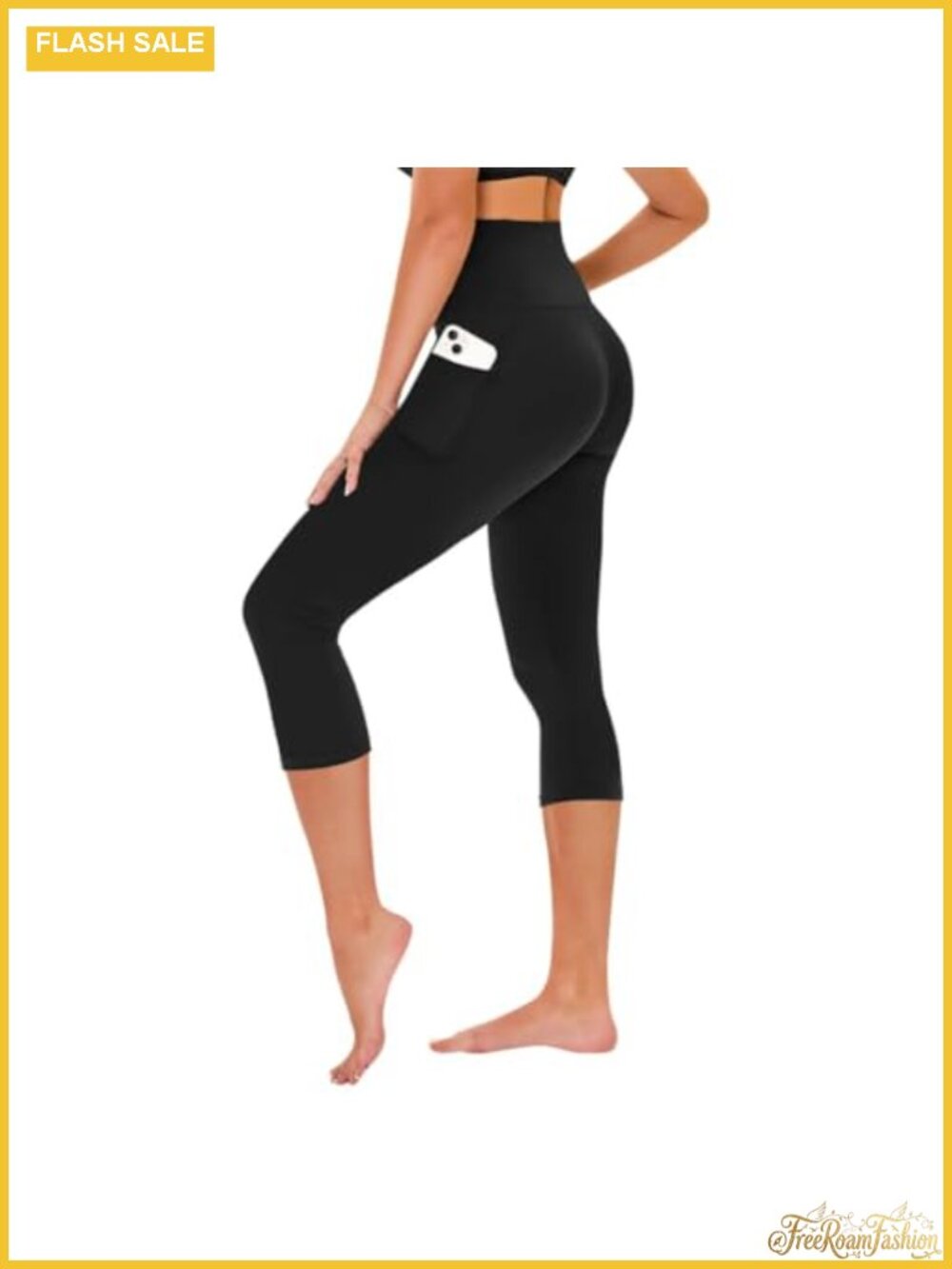 High Waisted Tummy Control Capri Leggings for Women